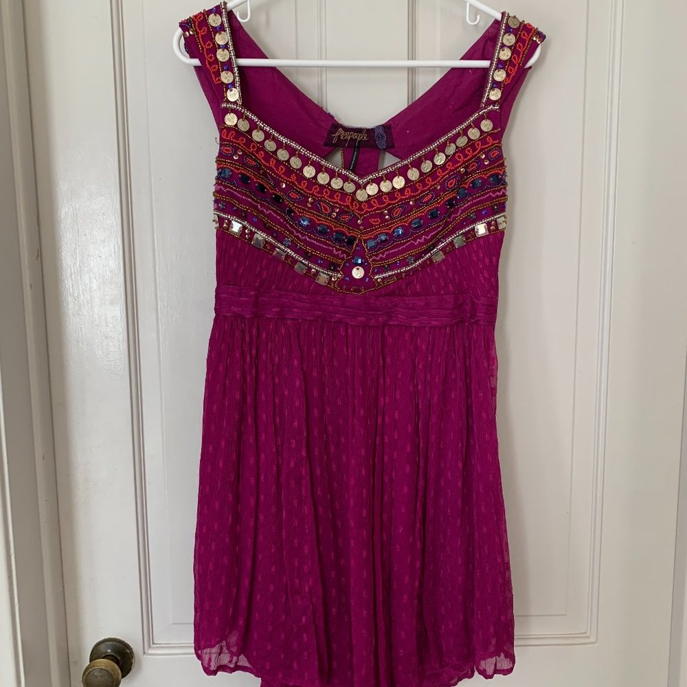 Free People Jeweled Chevron Mini Dress